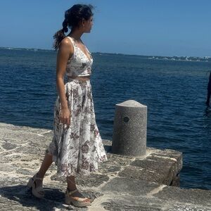 Floral White and Brown Co-ord set